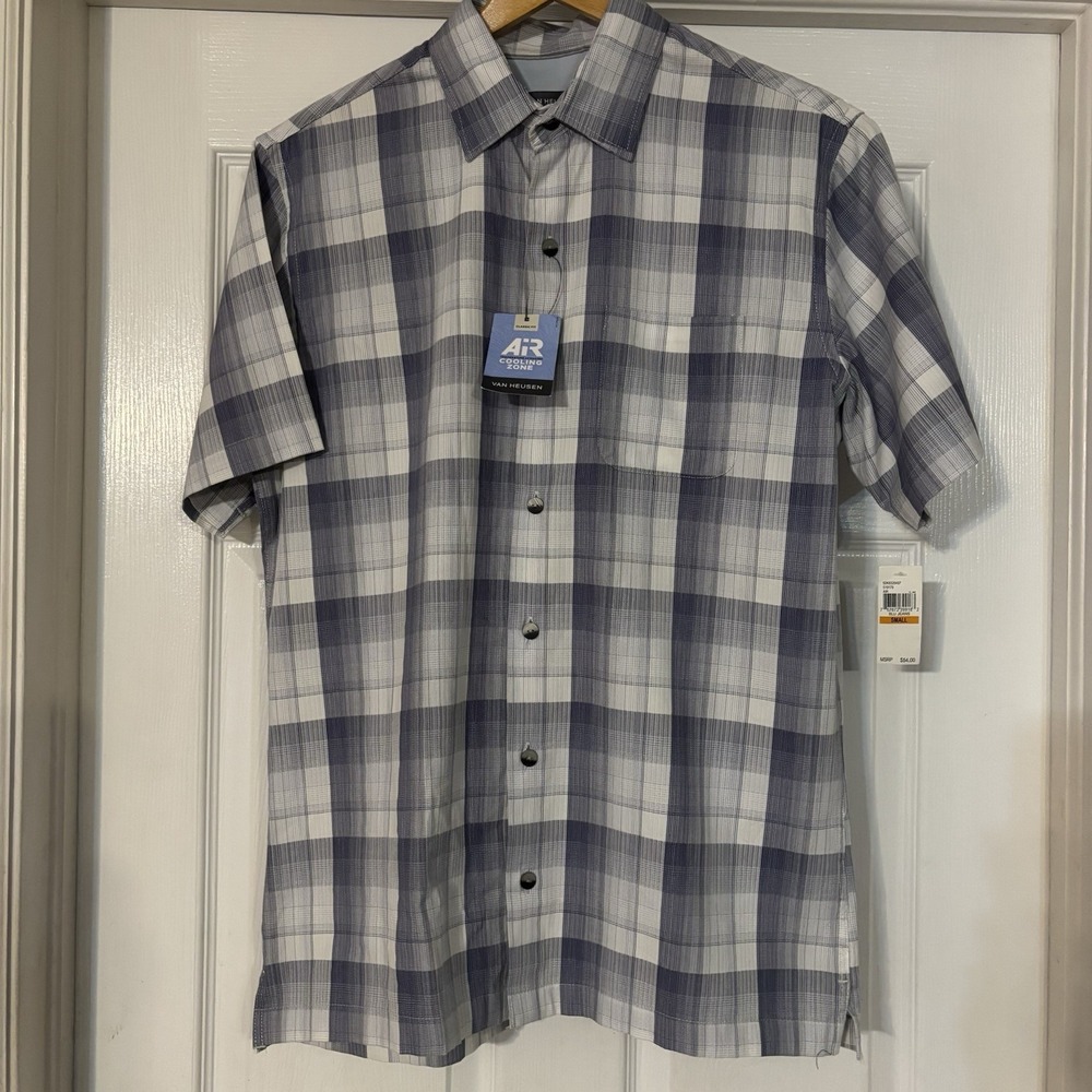 Van Heusen AIR Cooling Zone Shirt Men Small Classic Fit Short Sleeve New w Tags
